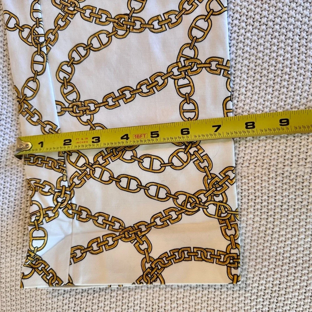 MICHAEL KORS Stretchy White & Gold Chain Print Skinny Pants